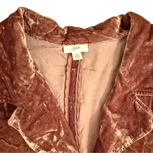 J. Jill Brown Crushed Velvet Blazer Jacket Size XL - Picture 2 of 8